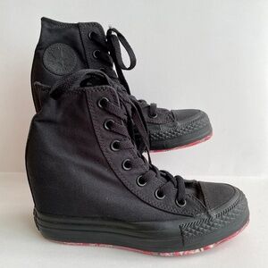 Converse All Star Chuck Taylor Womens US 6 Black Hidden Heel Wedge Crayon Bottom
